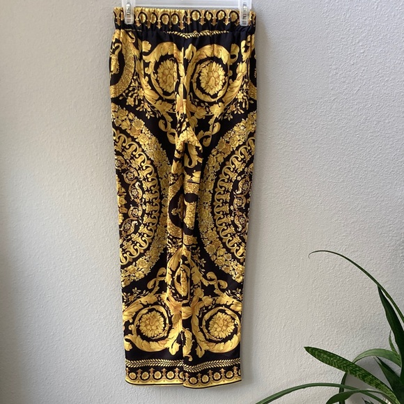 Versace Gold and Black Print Lounge Pants S - Picture 5 of 8